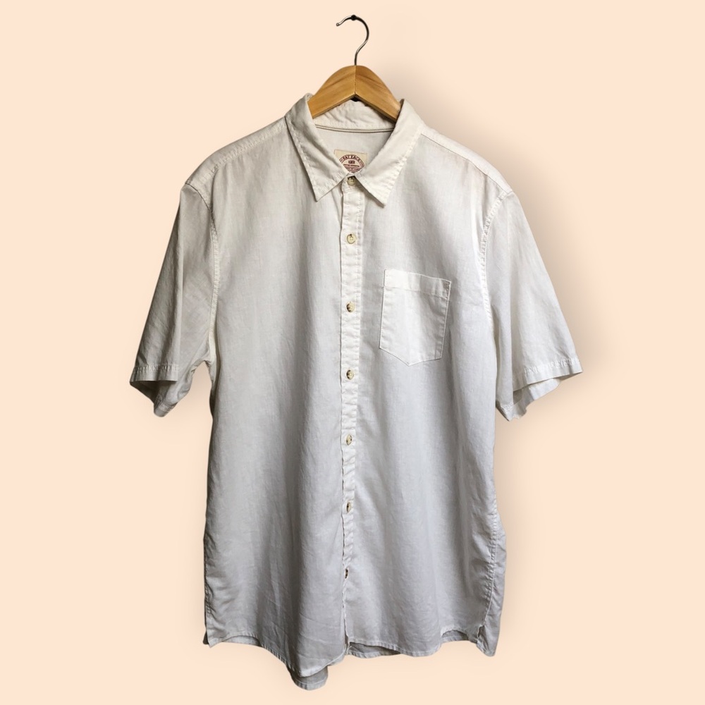 Fat Face UK White Casual Linen Short-Sleeve Button-Up Shirt Minimalist MENS XL